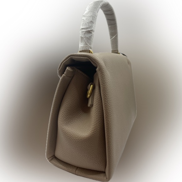 Silvano Borgatti Pebbled Taupe Leather Handbag / Crossbody - NWT - Picture 6 of 6